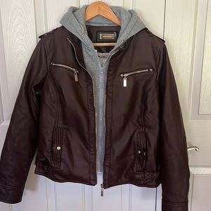 Burgundy leather jacket by JouJou Junior size XL
